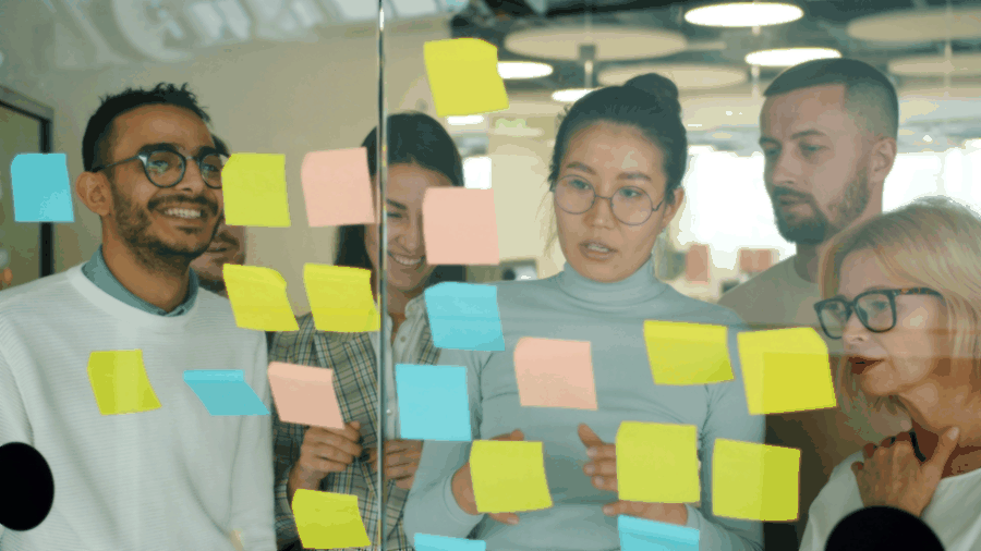 AI workflow diagram, data visualization, team brainstorming, structured process